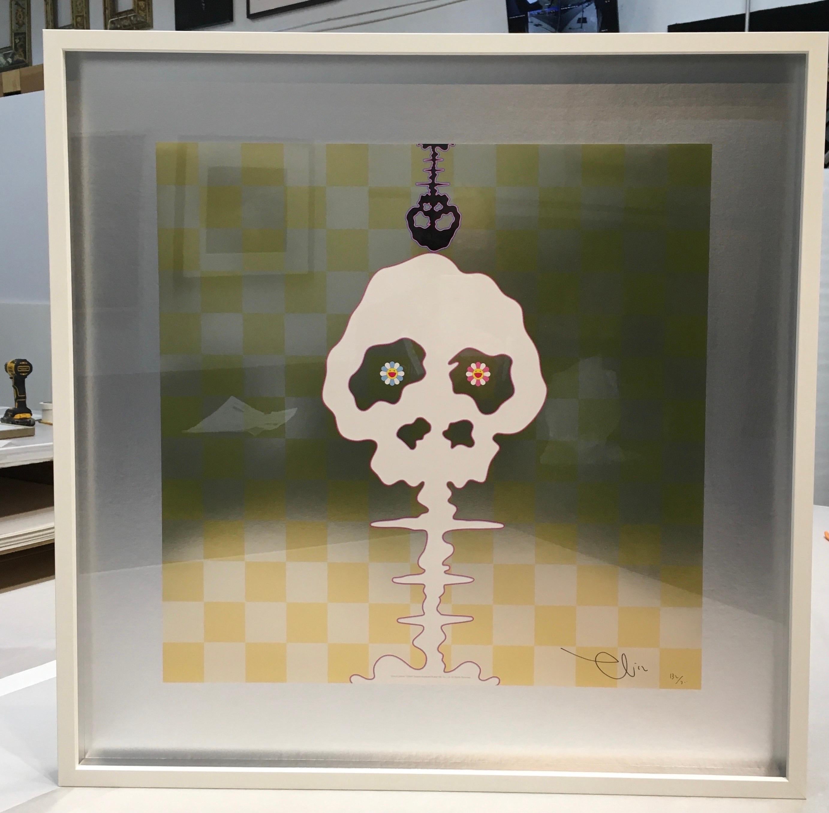 Murakami - Dokuro Yellow (Gold) - Silver Backing Framed - Contemporary Print by Takashi Murakami