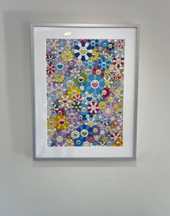 Murakami print - Champagne Supernova Blue (2013) - Framed