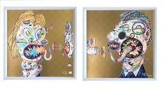 Murakami print - Set of Two (2) prints in gold - sold unframed