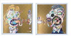 Murakami print - Homage to Francis Bacon..  (2) prints in gold - custom framed