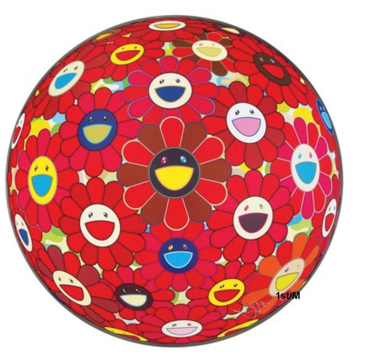 Takashi Murakami Abstract Print - Murakami - Red Flower Ball (3D) - unframed