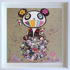 Murakami Silver Panda Print - Panda and Panda cubs - unframed - LAST ONE