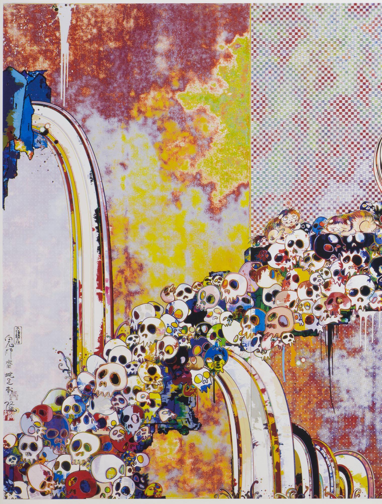 Of Chinese Lions, Peonies, Skulls, and Fountains, 2012 - Print by Takashi Murakami