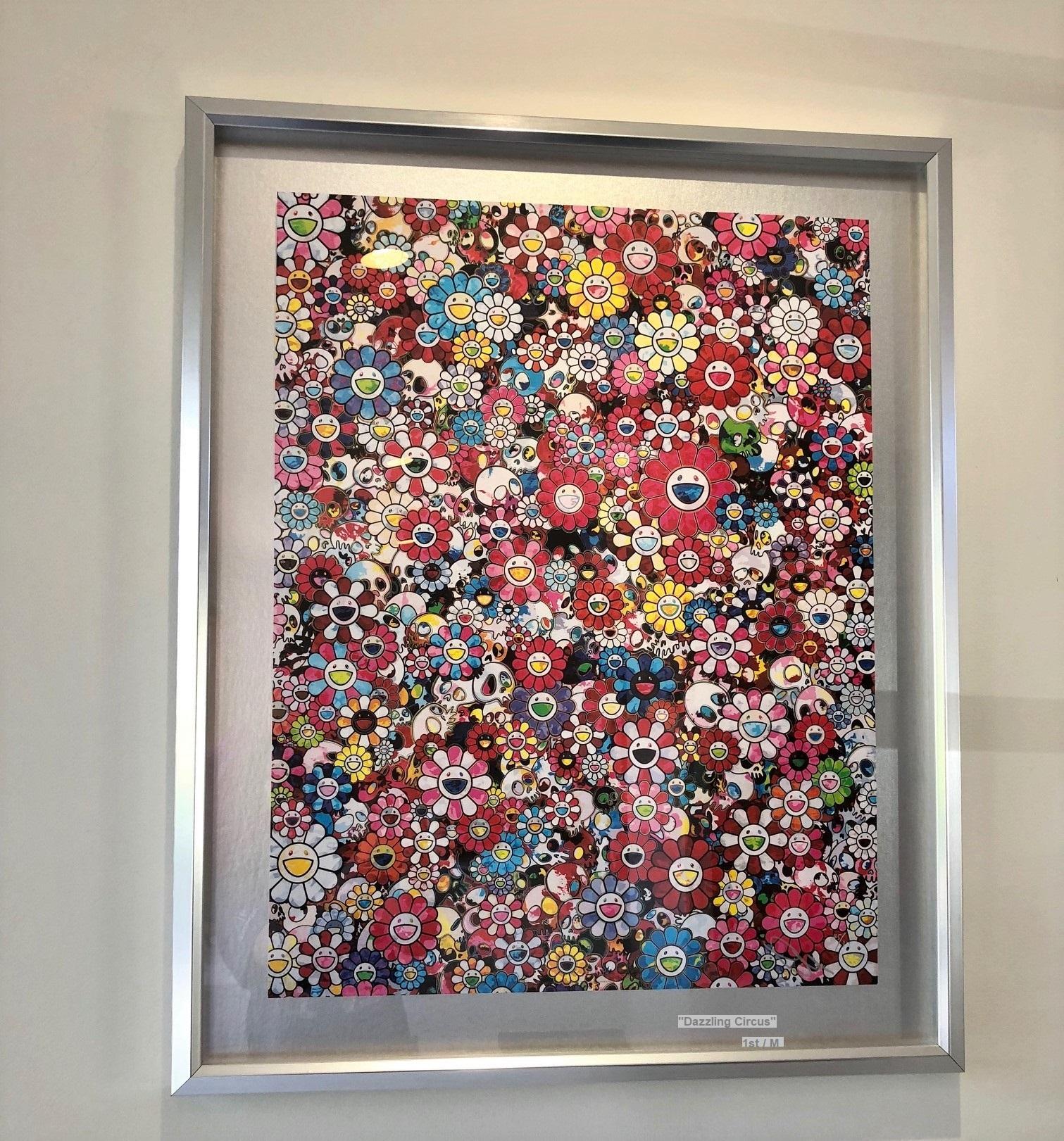 Offset print - Skulls and Flowers Red 2013 - sold framed (or unframed) - Print by Takashi Murakami