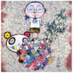 Panda Family And Me - Pop Art Japanische Skulpturen, Blumen und Farben, Panda