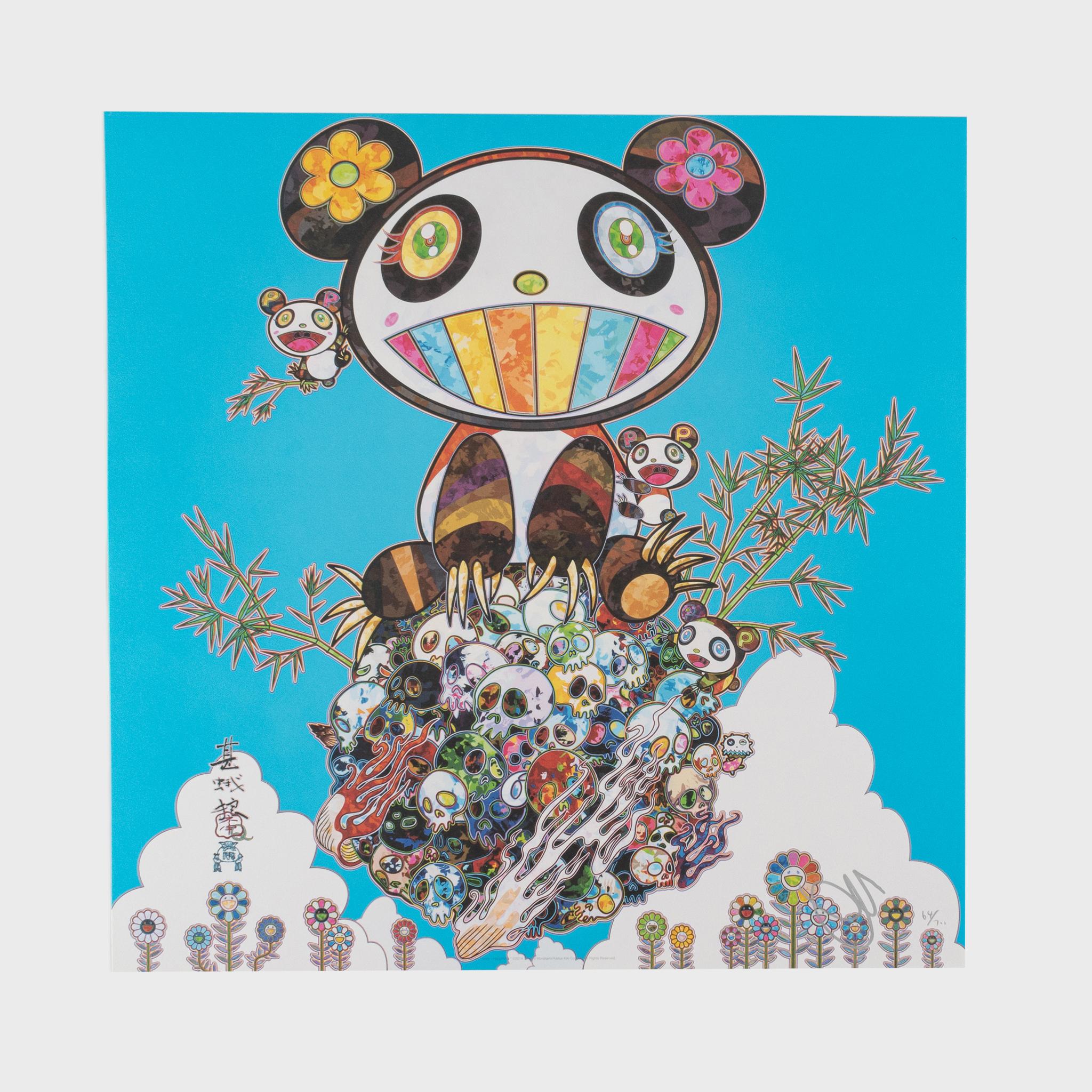 Takashi Murakami Animal Print – Panda-Familie – Glücksbring