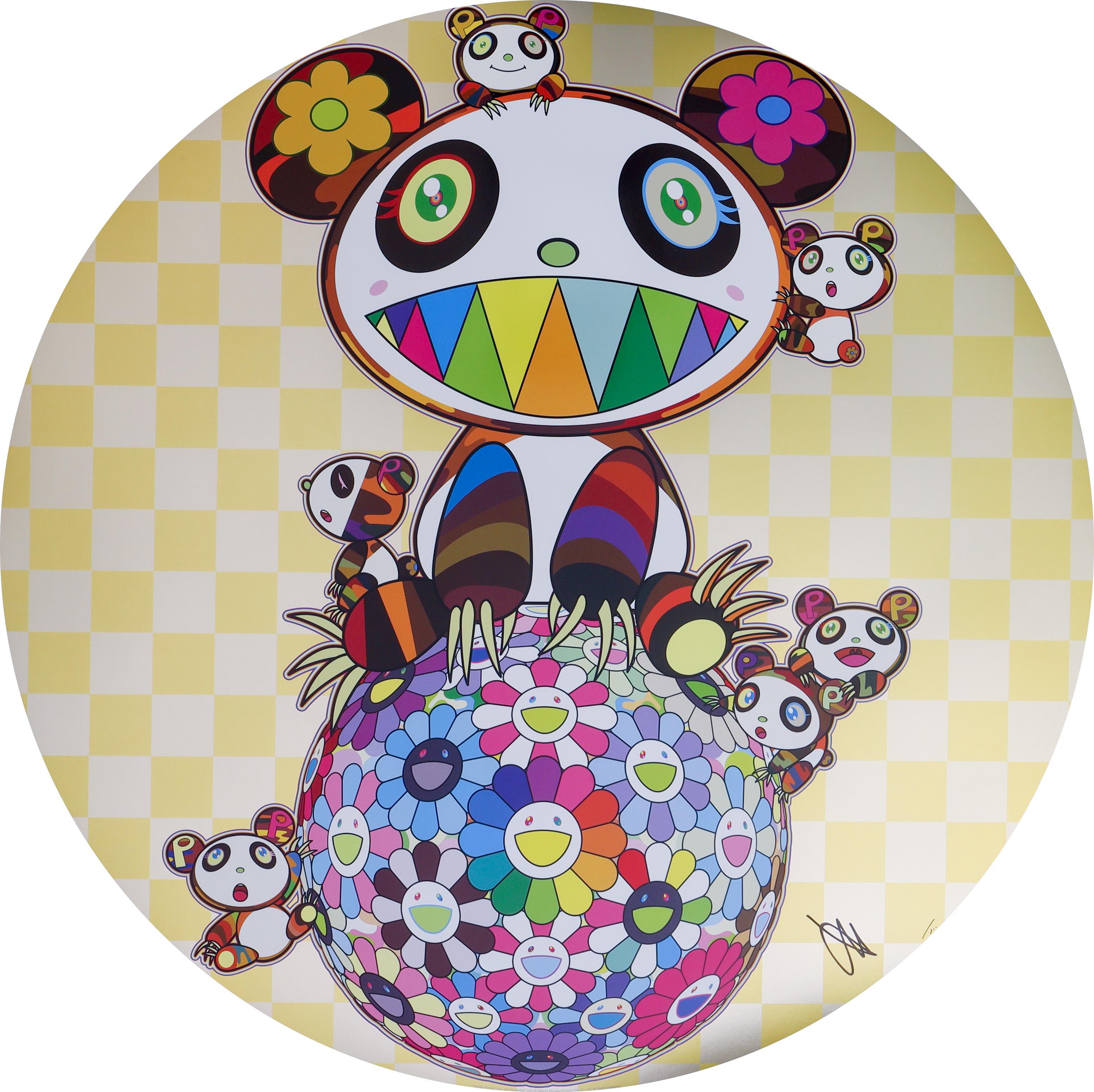 Panda, Panda cubs and flower ball - Print by Takashi Murakami