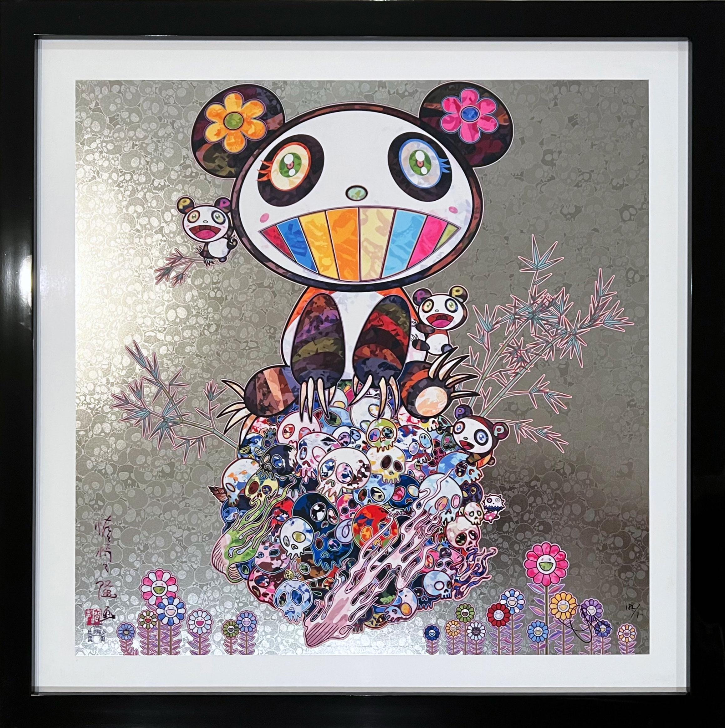 Takashi Murakami Abstract Print - Panda & Panda Cubs (Silver)
