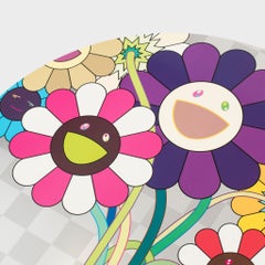 Purple Flowers in a Bouquet, Offset Lithograph, Signed, 21st Century