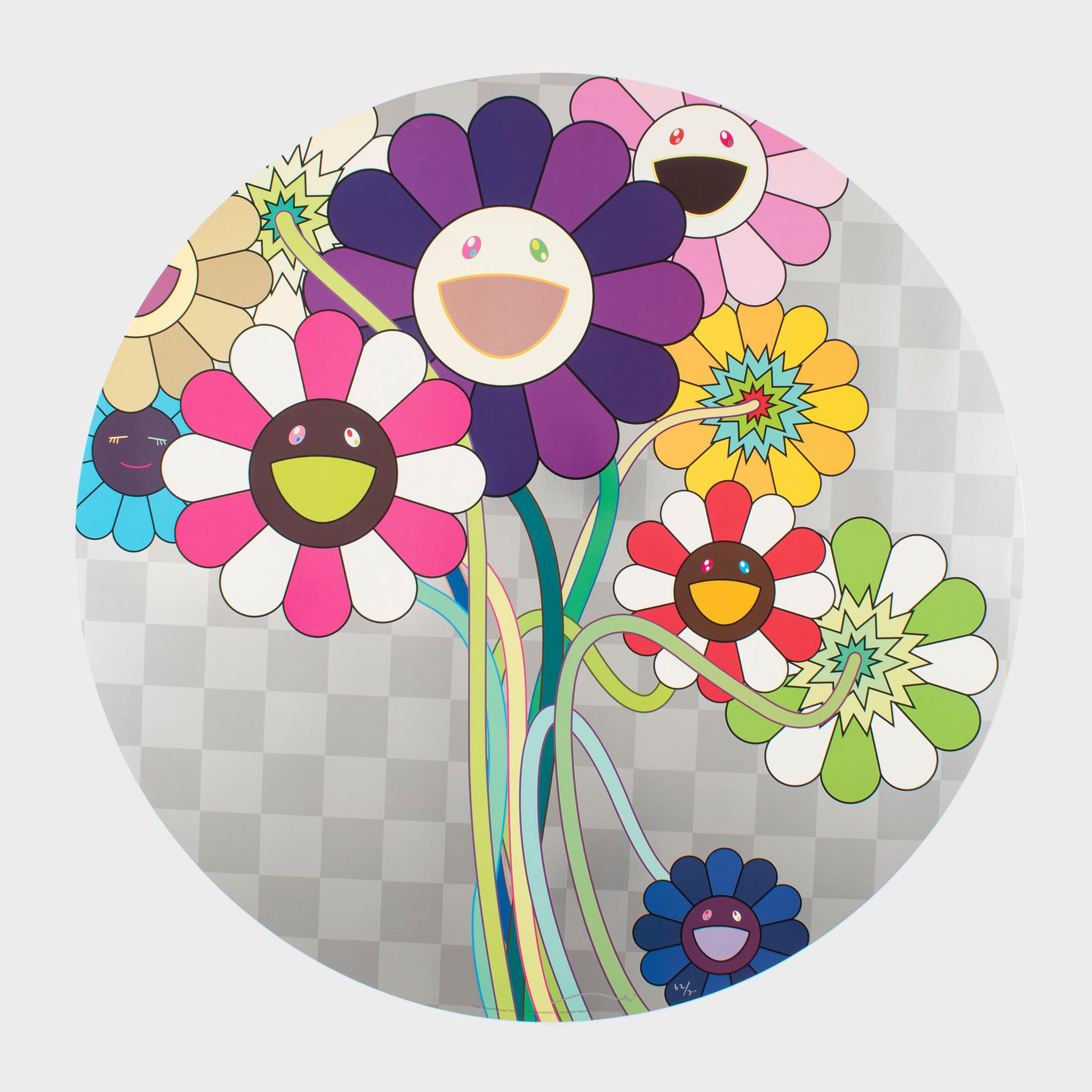 Takashi Murakami Landscape Print – Lila Blumen in einem Blumenstrauß