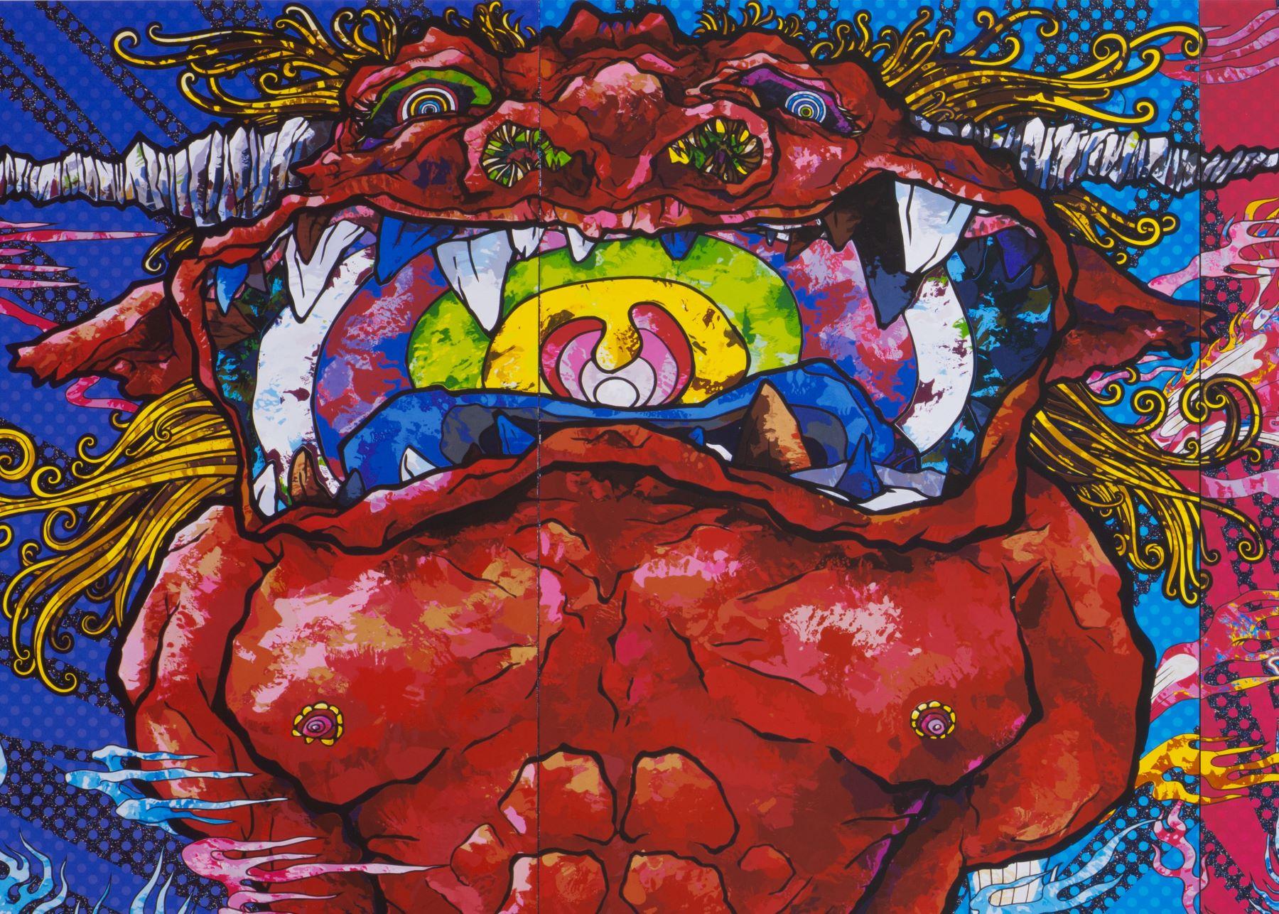Red Demon and Blue Demon with 48 Arhats - Print by Takashi Murakami