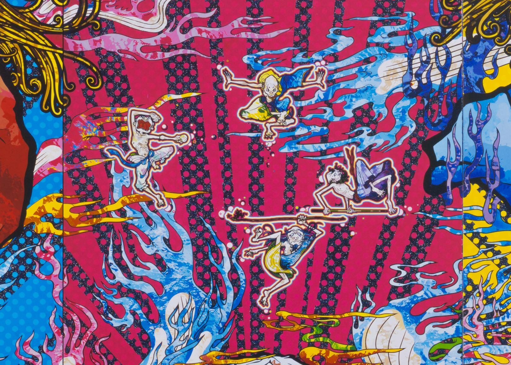 Red Demon and Blue Demon with 48 Arhats - Contemporary Print by Takashi Murakami