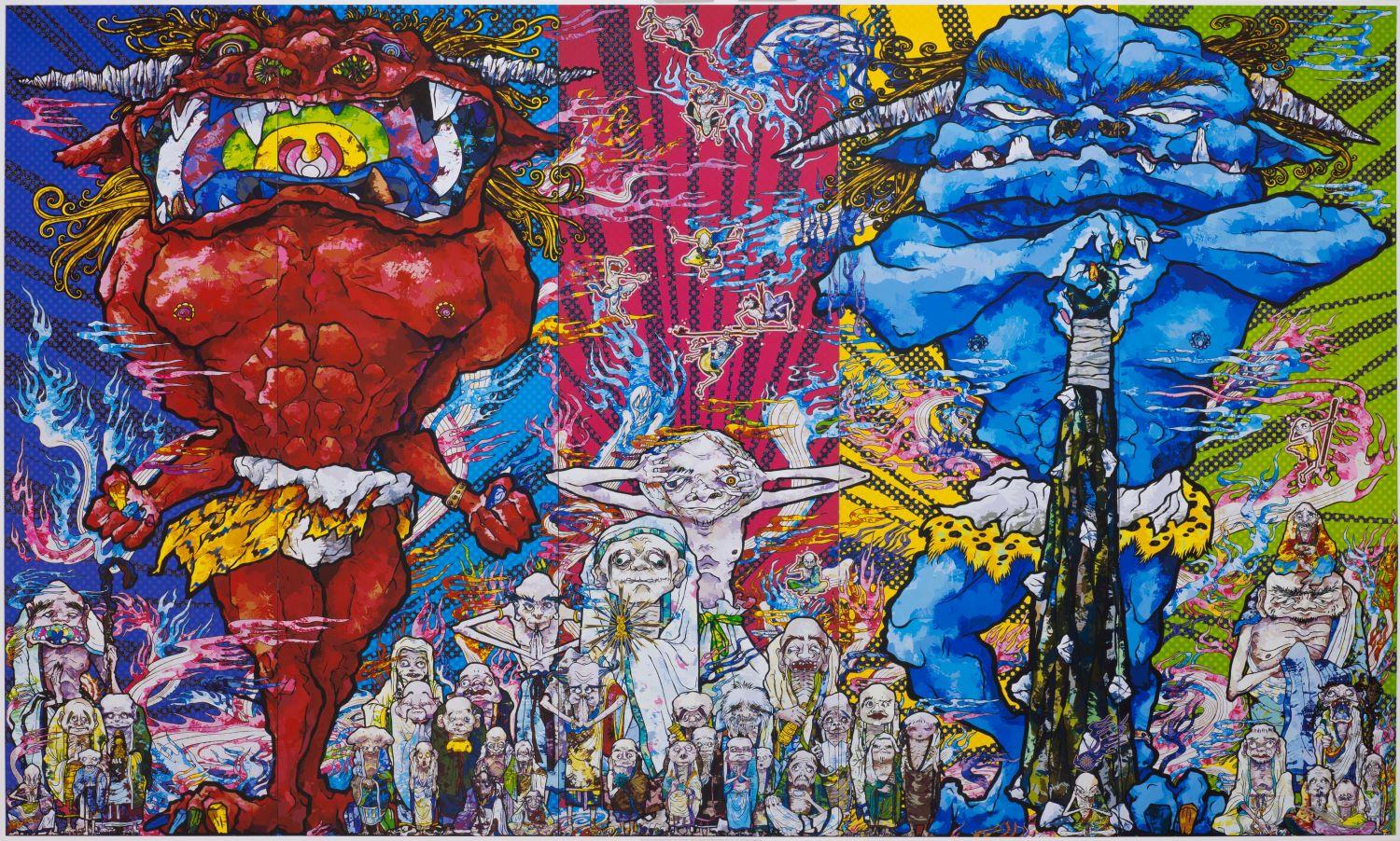 Red Demon and Blue Demon with 48 Arhats