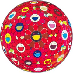 Red Flowerball (3D). Limited Edition (print) by Murakami signed and numbered.