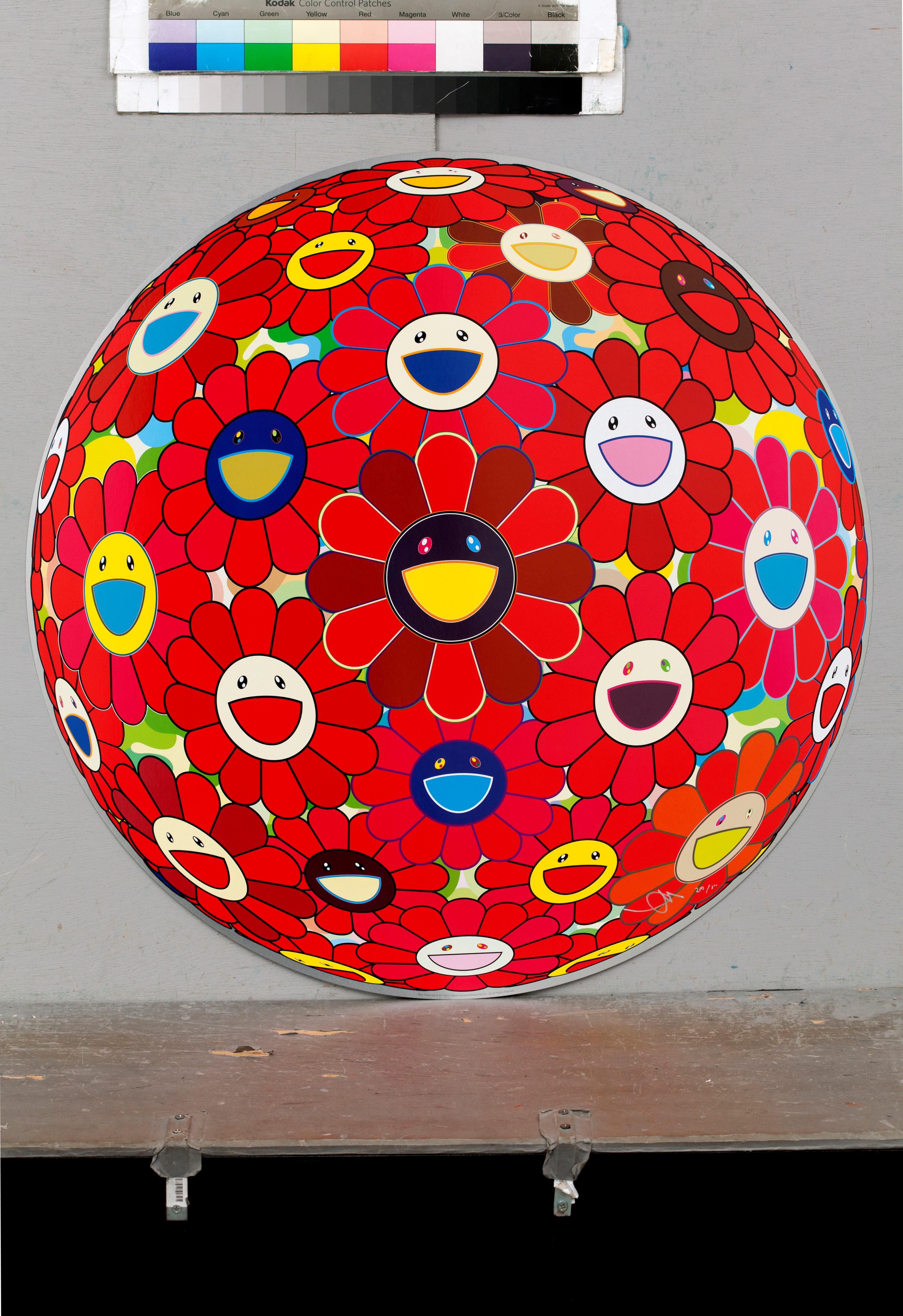 Red Flowerball. Limited Edition (print) by Takashi Murakami signed and numbered. 3