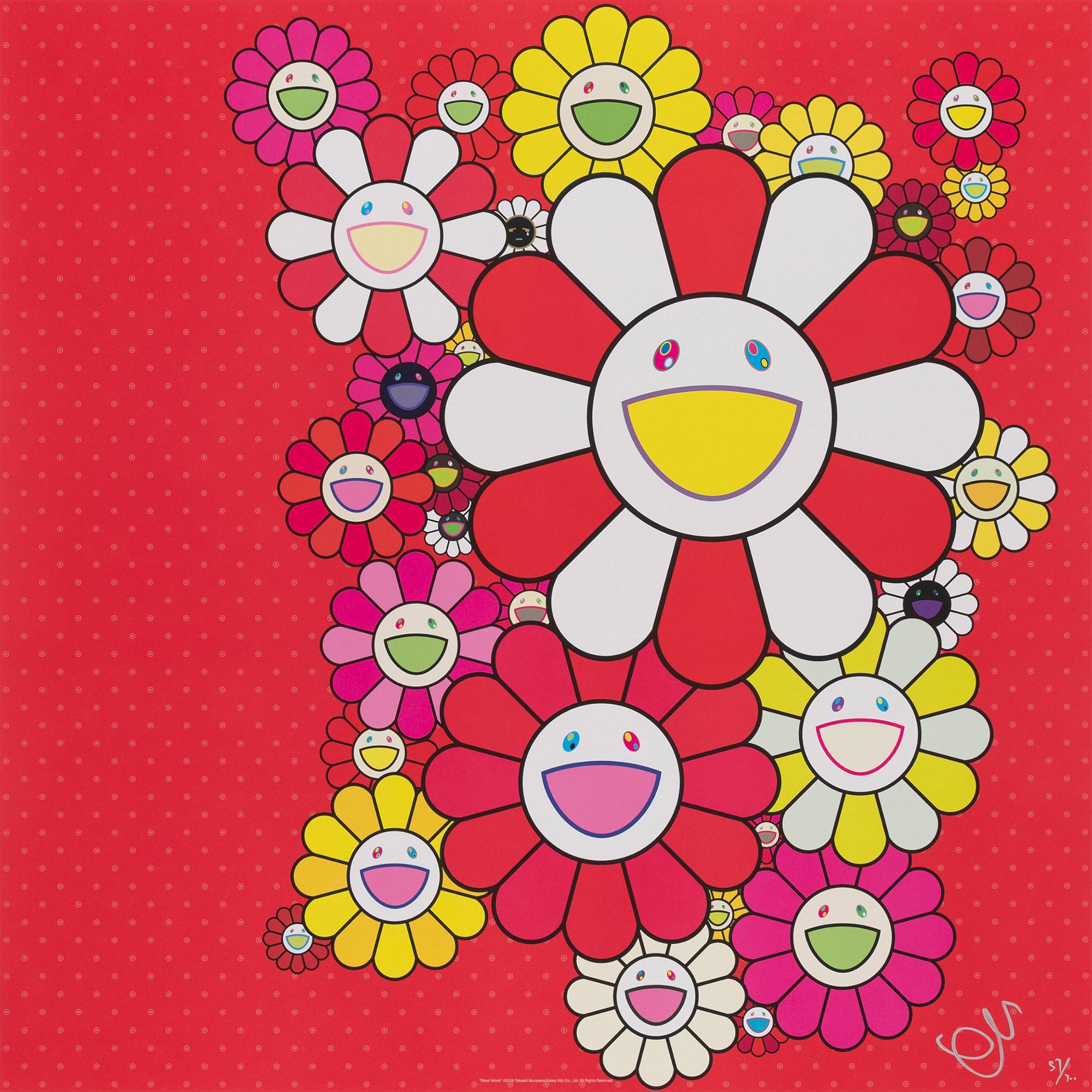 Terciopelo rosa, 2016 de Takashi Murakami
Impresión offset, numerada y firmada por el artista
23 5/8 × 23 5/8 pulg.
60 × 60 cm
Edición  57/300

Takashi Murakami es conocido sobre todo por su combinación contemporánea de bellas artes y cultura pop.