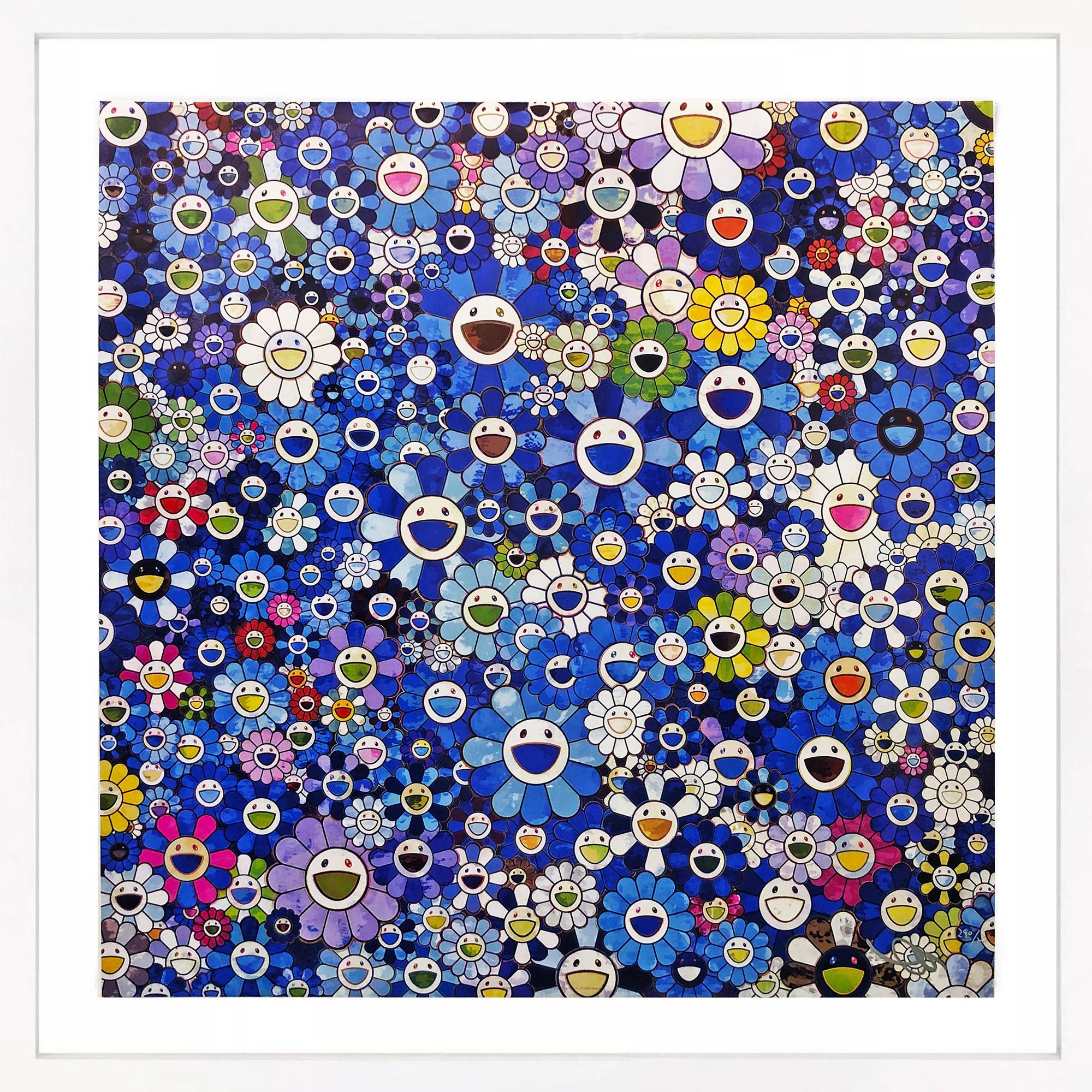 Takashi Murakami Portrait Print - Shangri-La Blue (framed hand signed lithograph)