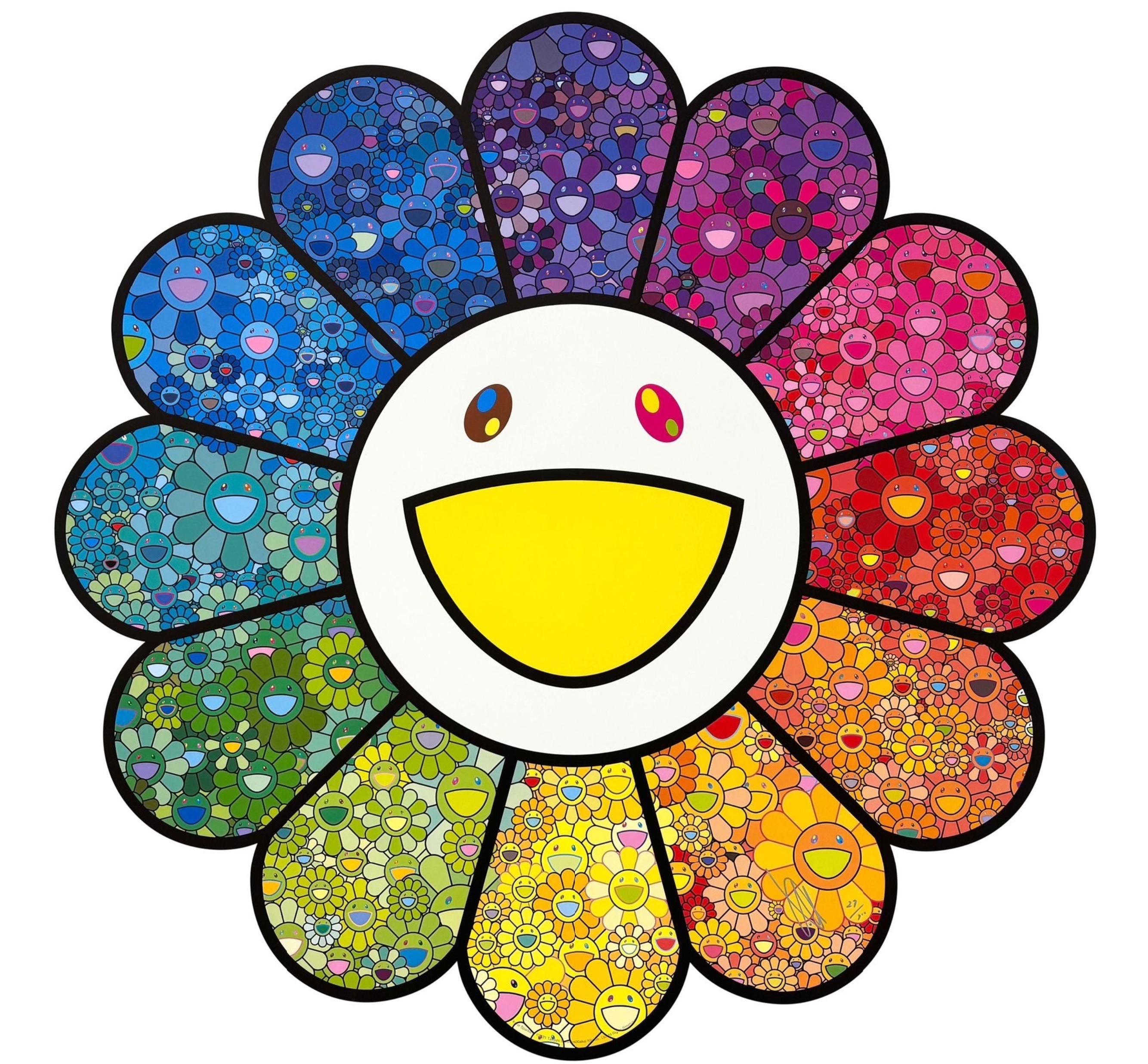 Edition of 300. Murakami signed and numbered in silver marker pen along the lower right edge.
Offset lithograph with cold foil stamp and high gloss varnishing on UV paper
60 x 60 cm
Excellent condition.
Published by Kaikai Kiki Co. Ltd, Japan.