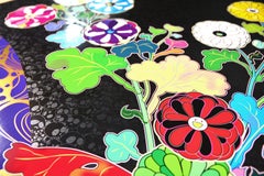 TAKASHI MURAKAMI A RETURN FROM WANDERING Pop Art, Japanese Flowers Silver Black
