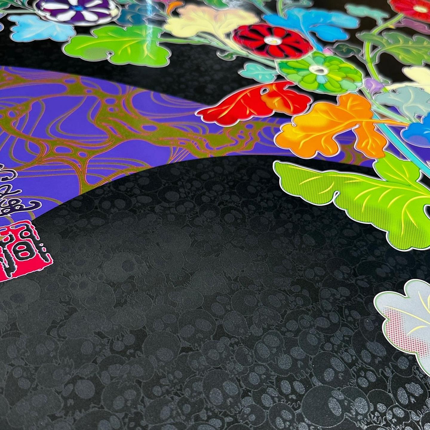 Takashi Murakami - A RETURN FROM WANDERING
Date of creation: 2022
Medium: Offset lithograph with cold stamp and high gloss varnish on paper
Edition: 300
Size: 71 cm Ø
Condition: In mint conditions, stored & sent flat and never framed
Observations: