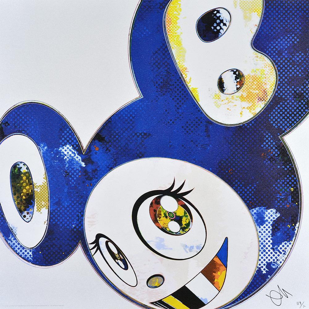 TAKASHI MURAKAMI: Y Entonces x6 (Azul) Firmado a mano y entumecido. Superflat, Arte Pop