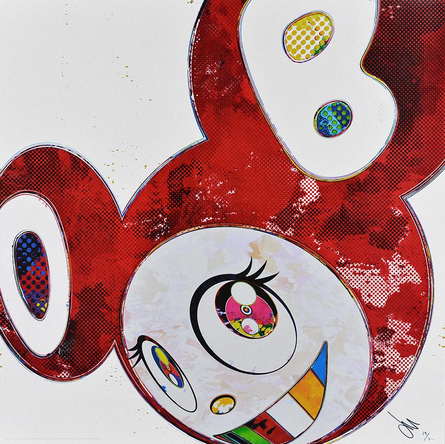 Takashi Murakami Figurative Print - TAKASHI MURAKAMI: And Then x6 (Vermilion) Hand signed & numb. Superflat, Pop Art