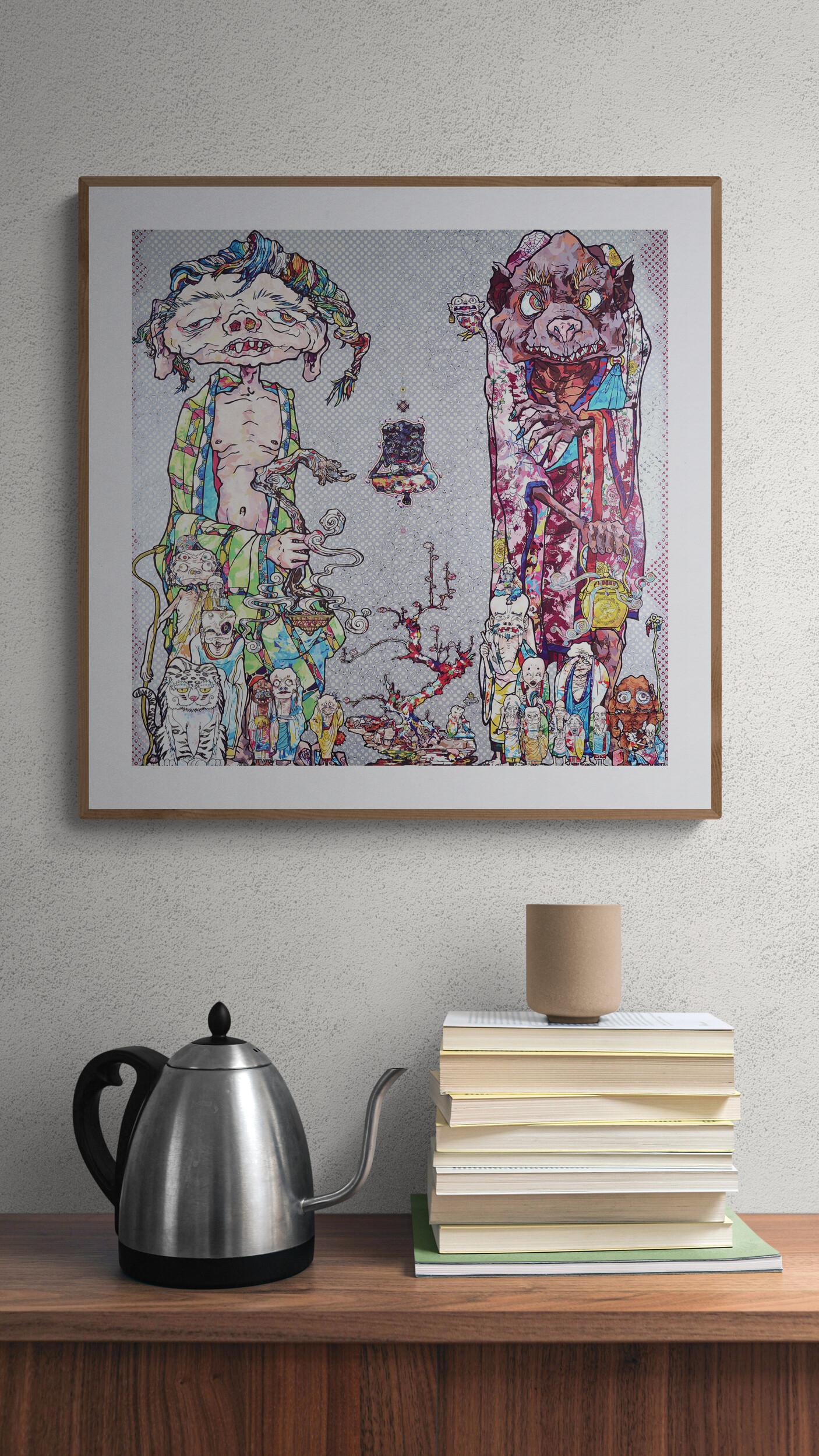 TAKASHI MURAKAMI - ¡Contempla! Es el Mundo de los Infiernos. Edición limitada. Superflat Japón - Figurative Print Gris de Takashi Murakami