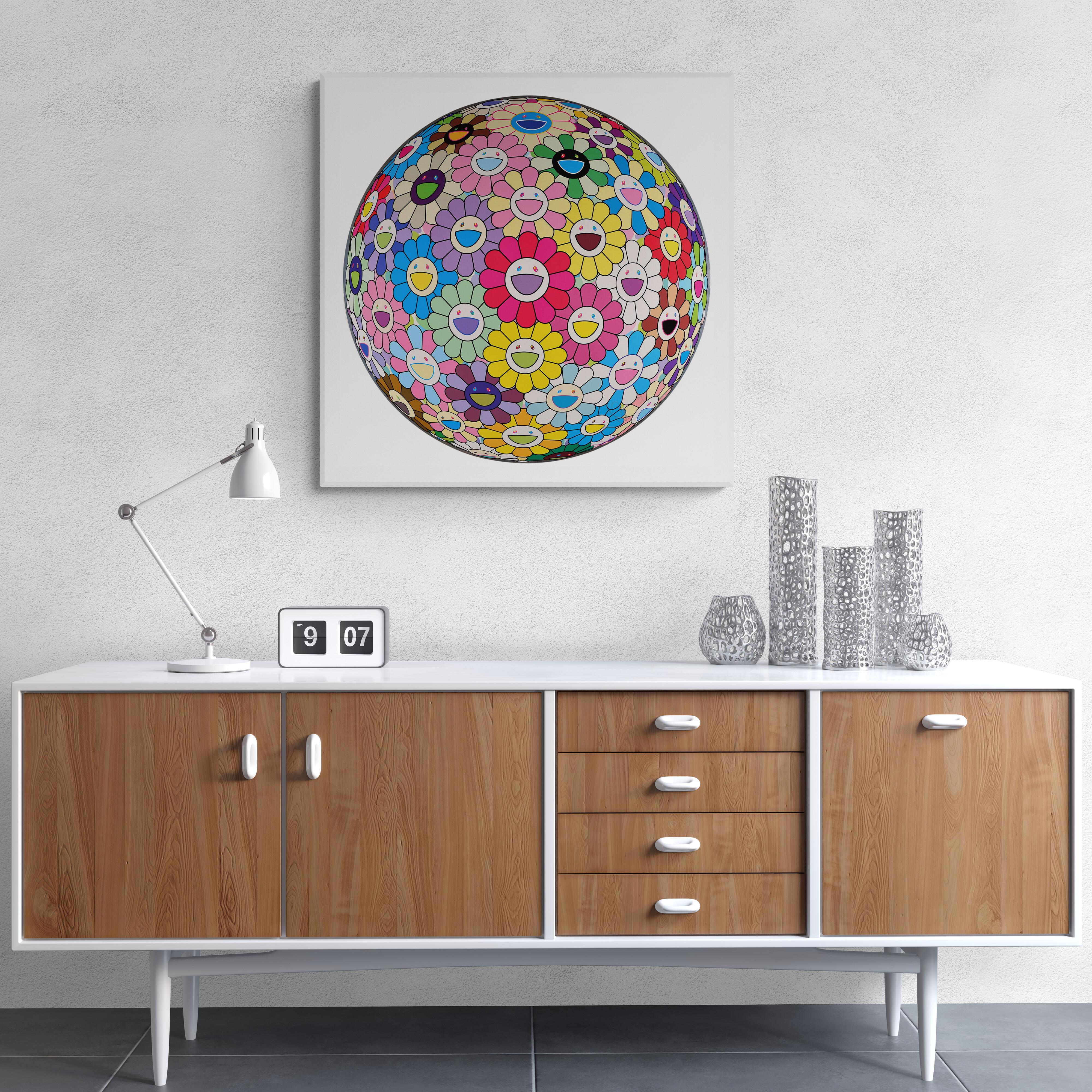 Takashi Murakami - COLORFUL, MIRACLE, SPARKLE
Date of creation: 2022
Medium: Offset lithograph with cold stamp and high gloss varnishing on paper
Edition number: 207/300
Size: 71 cm Ø
Condition: In mint conditions and never framed
Observations: