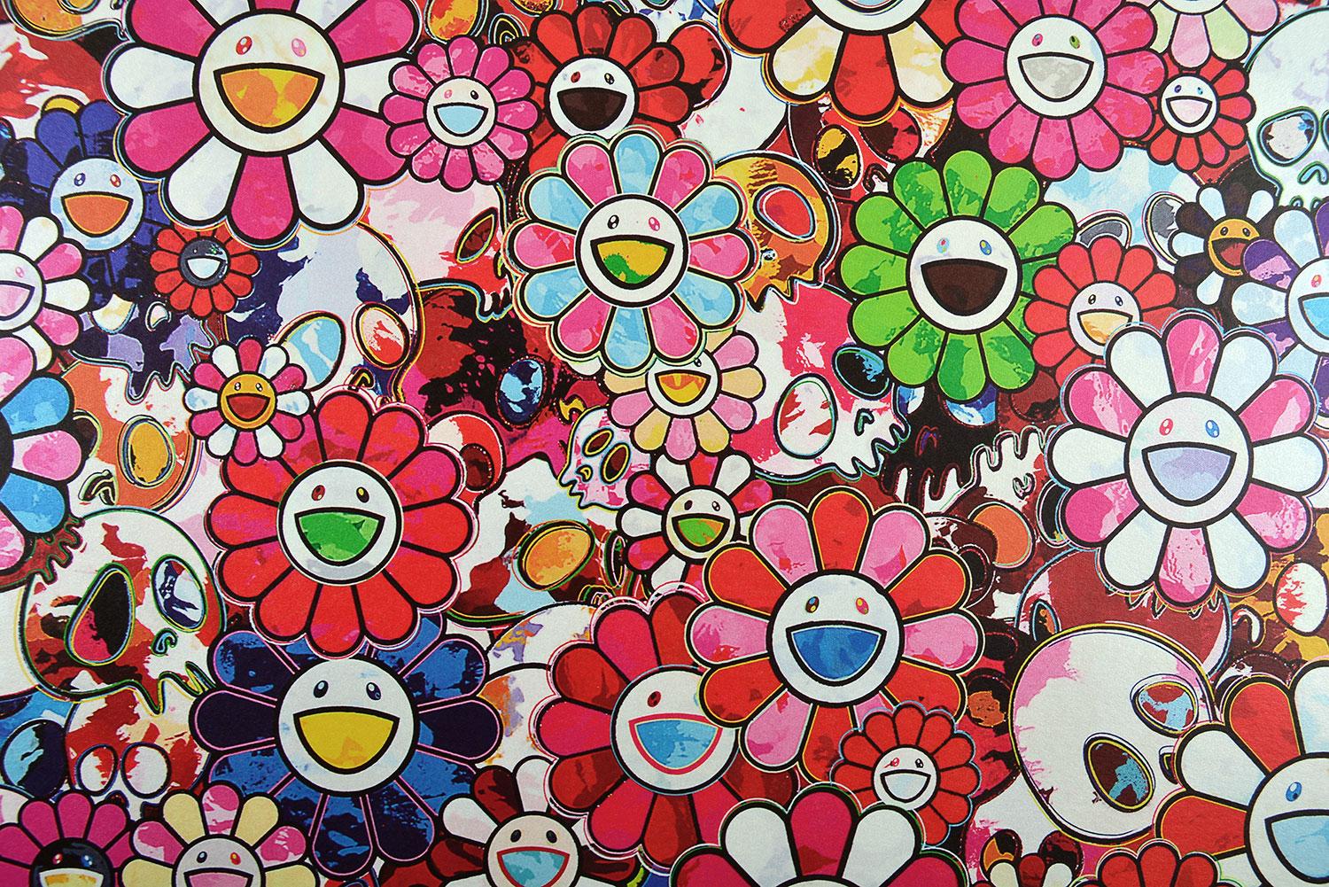 TAKASHI MURAKAMI : DAZZLING CIRCUS Flowers & Skulls Japanese Pop Art Red 1