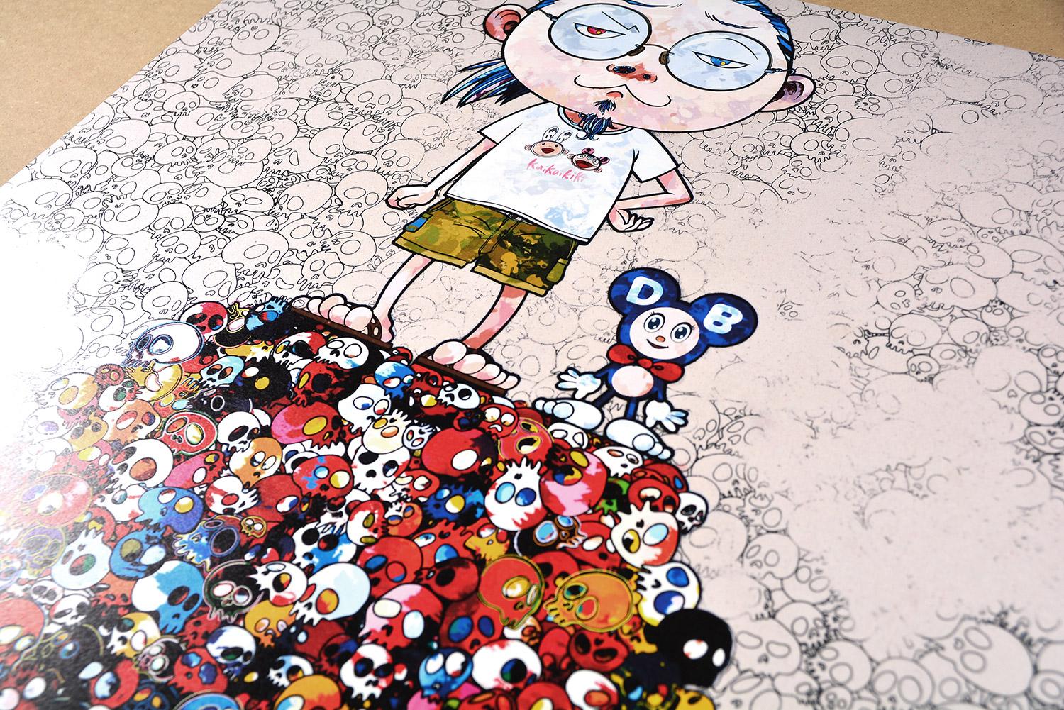 TAKASHI MURAKAMI DOB & Me On the Red... Hand signed & numbered Superflat Pop Art - Gray Figurative Print by Takashi Murakami