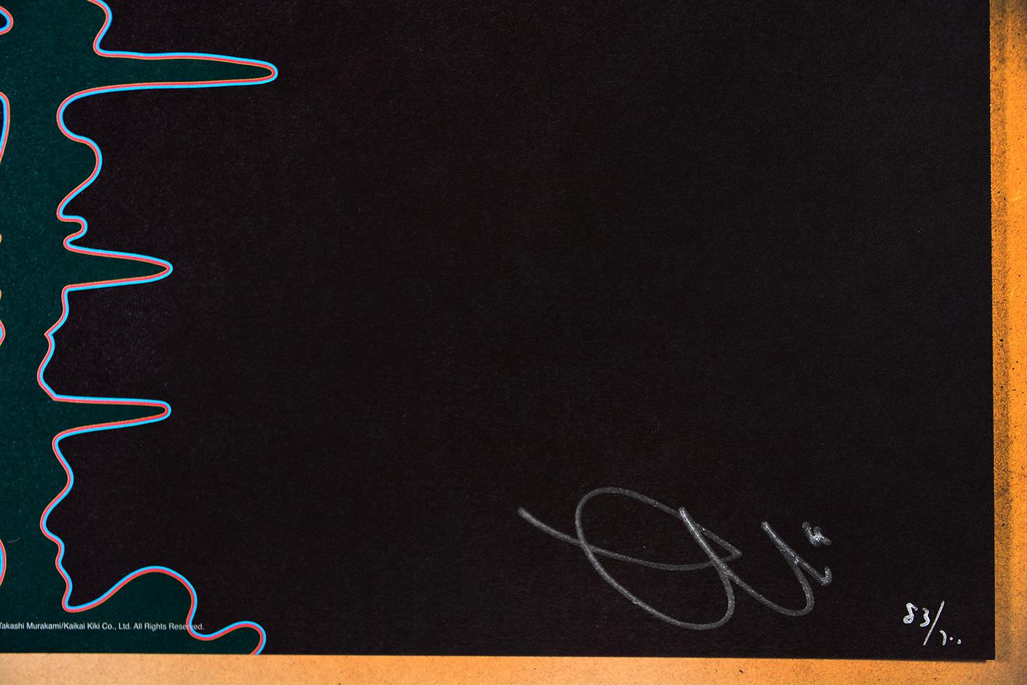 TAKASHI MURAKAMI - Time Bokan Black
Date of creation: 2011
Medium: Offset lithograph with silver on paper
Edition: 300
Size: 50 x 50 cm
Condition: In mint conditions and not framed
Observations: Offset lithograph with silver on paper hand signed by