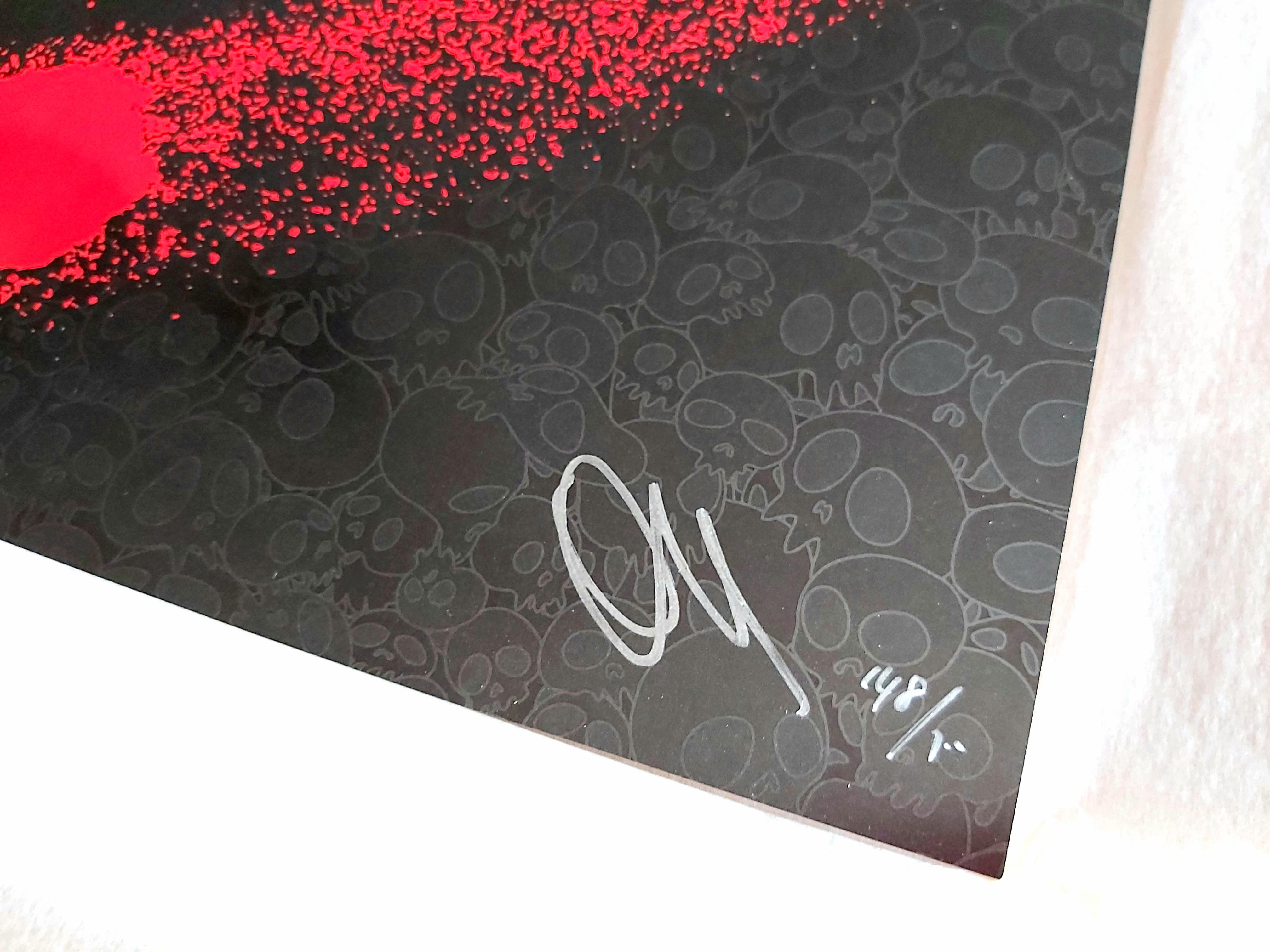 ENSÕ: IRDISCHE BEGIERDEN
Datum der Gründung: 2016
Medium: Offsetlithografie mit Kaltprägung und UV-Glanzlackierung auf Papier
Auflage: 300
Größe: 68 x 68 cm
Beobachtungen: Offsetlithografie auf Papier, handsigniert und nummeriert von Takashi