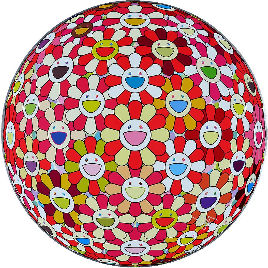 Takashi Murakami Figurative Print - TAKASHI MURAKAMI: Flower Ball: Koi/Red. Hand signed & num. Superflat, Pop Art