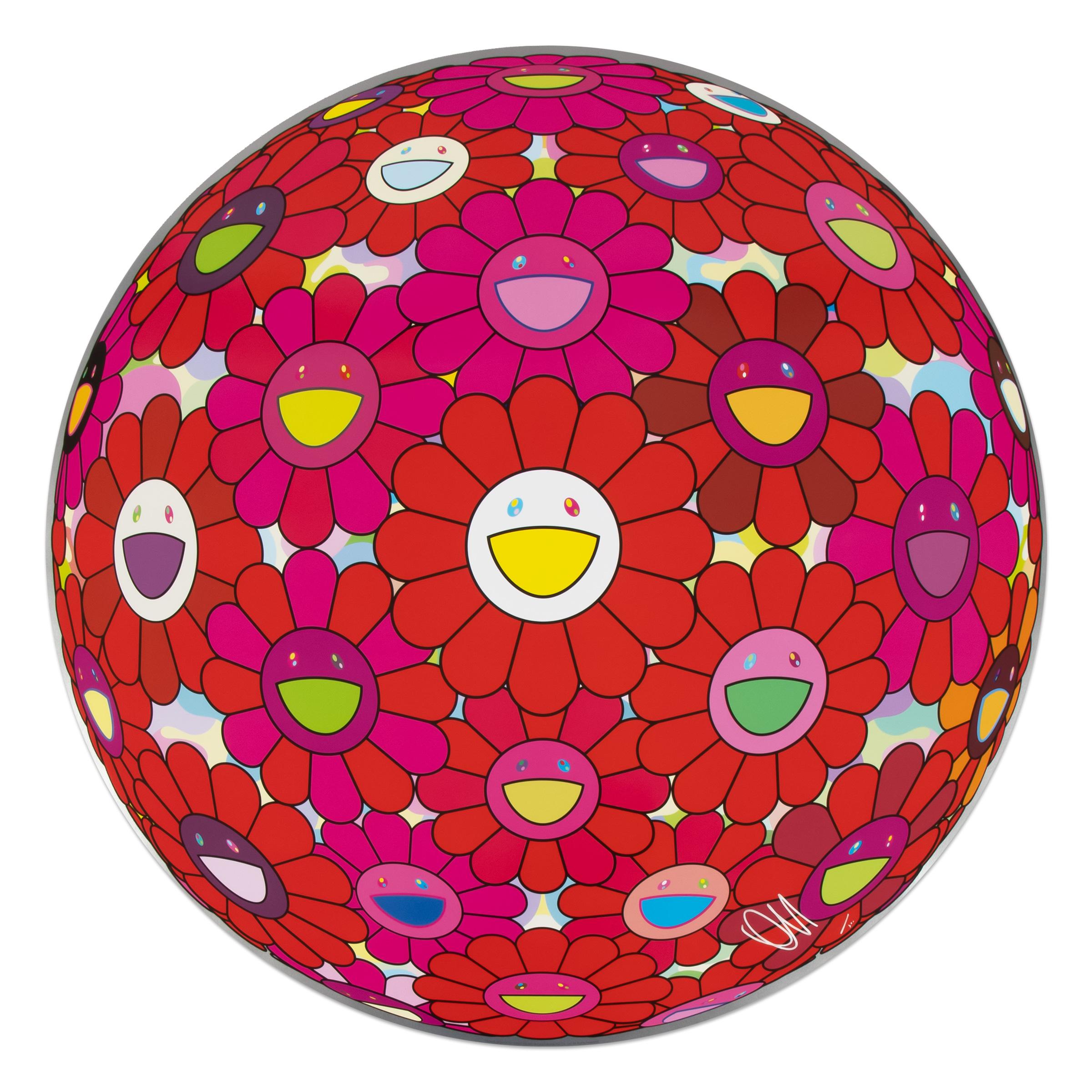 Takashi Murakami (giapponese, nato nel 1962)
Fiori della gratitudine, 2022
Prodotto: Stampa offset, stampa a freddo e verniciatura ad alta lucentezza
Dimensioni: 71 cm di diametro (28 pollici)
Edizione di 300 copie: firmate e numerate a