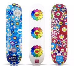 Takashi Murakami Flowers Skateboard Decks: set of 3 works (Murakami skateboard)