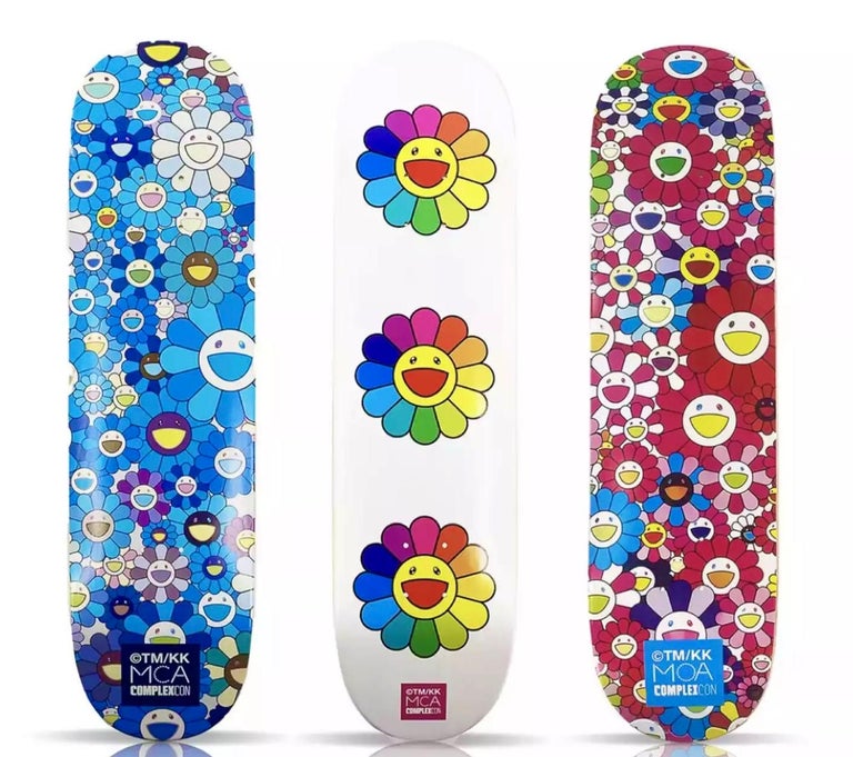 Takashi Murakami - Skateboards Takashi Murakami Flowers : ensemble de 3  œuvres (Murakami skateboard) En vente sur 1stDibs