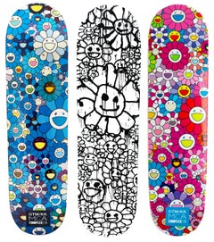 Takashi Murakami Flowers Skateboard Decks: set of 3 works (Murakami skateboard)
