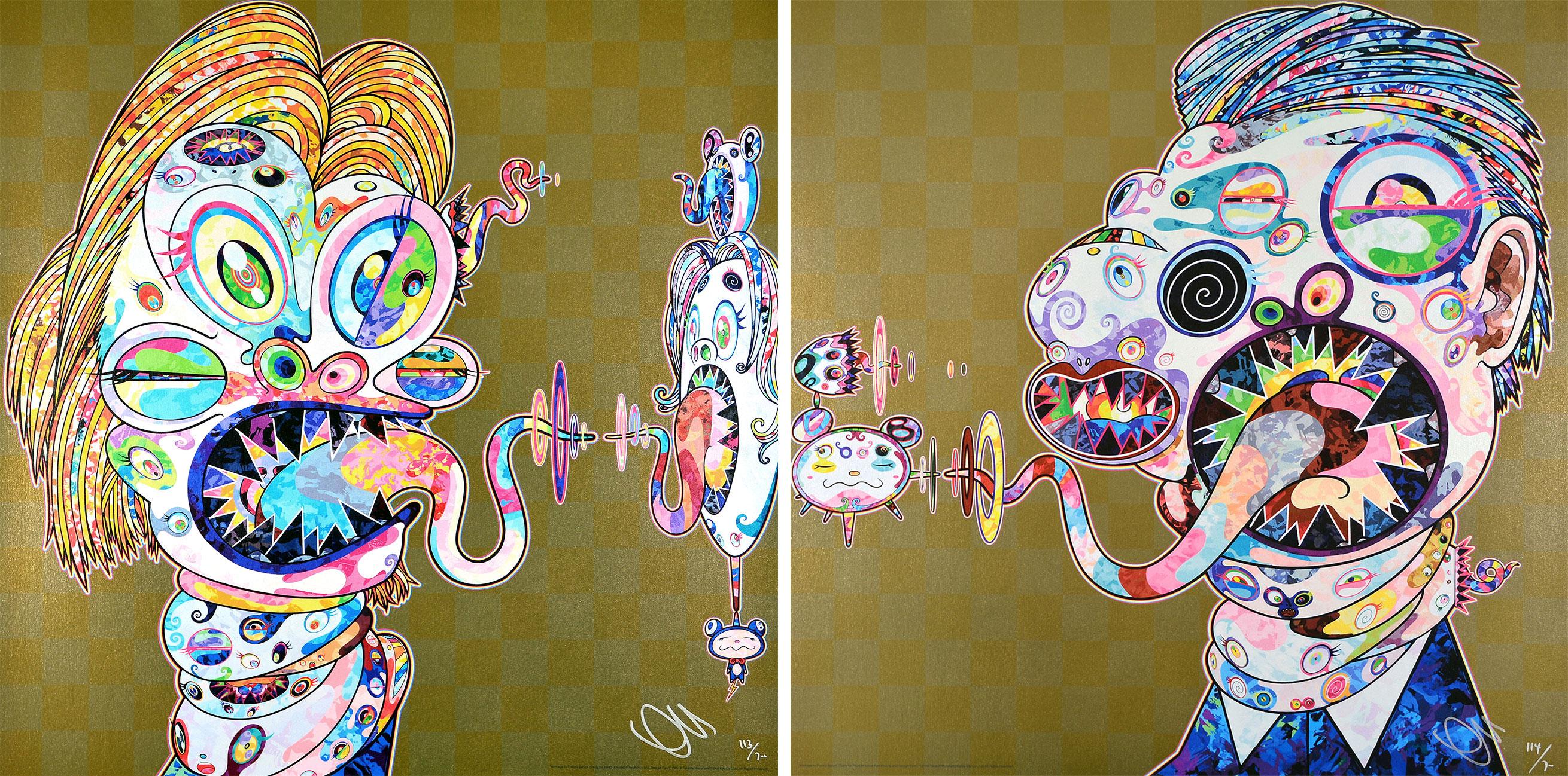Takashi Murakami Figurative Print - TAKASHI MURAKAMI - HOMAGE TO FRANCIS BACON DIPTYCH Superflat, Pop Art