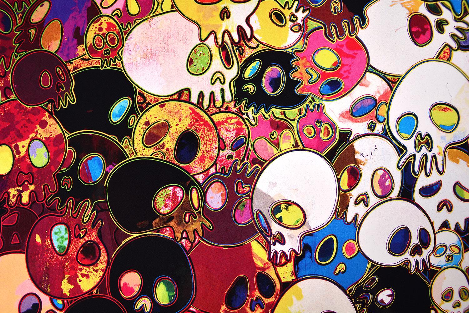 TAKASHI MURAKAMI: I DO NOT RULE MY DREAMS... Skulls Japanese Pop Art Red Modern - Brown Figurative Print by Takashi Murakami