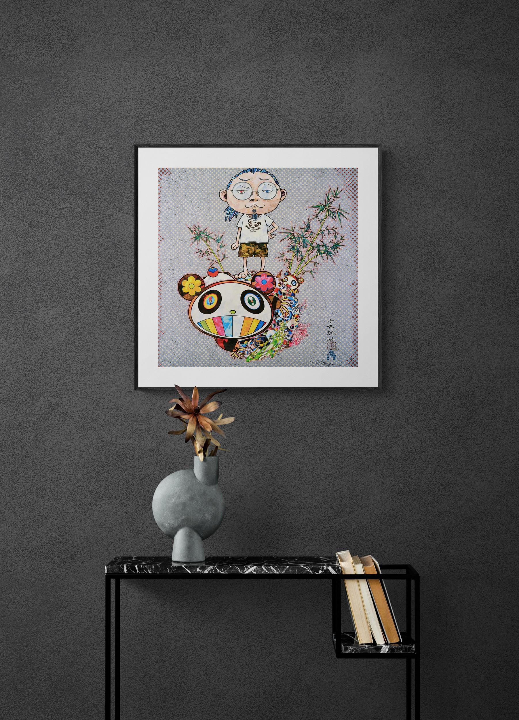I META A PANDA FAMILY
Date of creation: 2015
Medium: Offset lithograph with silver on paper
Edition number: 233/300
Size: 50 x 50 cm
Observations: Offset lithograph with silver on paper hand signed by Takashi Murakami. Numbered edition of 300.
