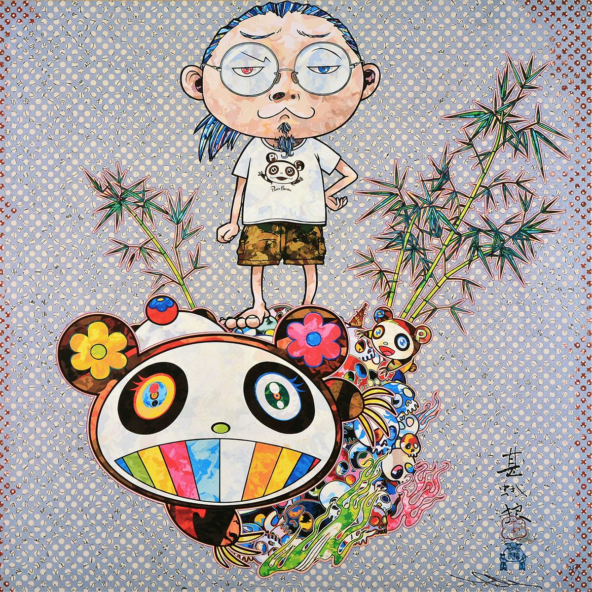 I MET A PANDA FAMILY. Limited work. Superflat, Pop Art. Portrait, Bamboo, Colors