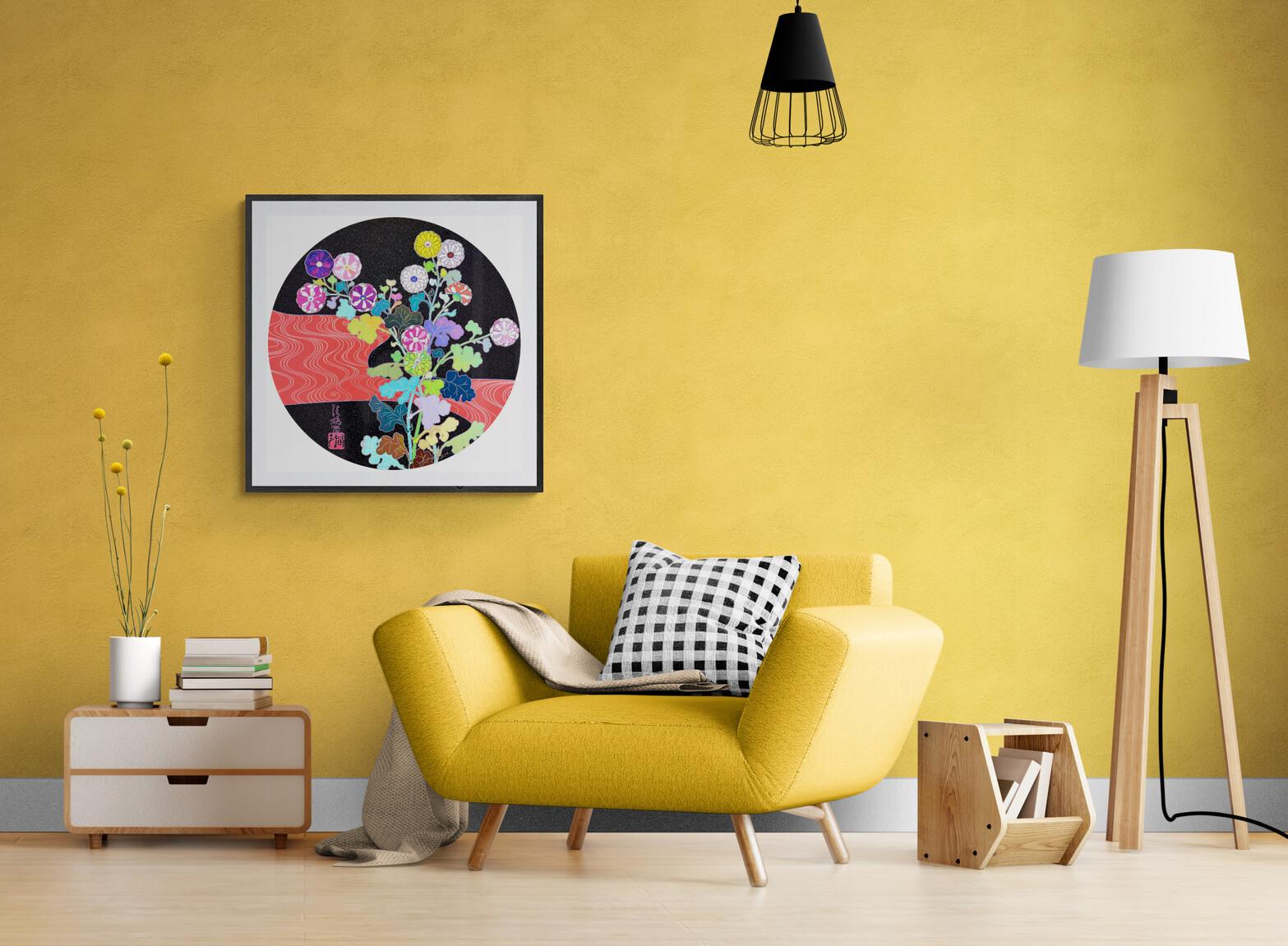 TAKASHI MURAKAMI: KANSEI: KORIN RED STREAM Fiori pop giapponesi rosso nero in vendita 2