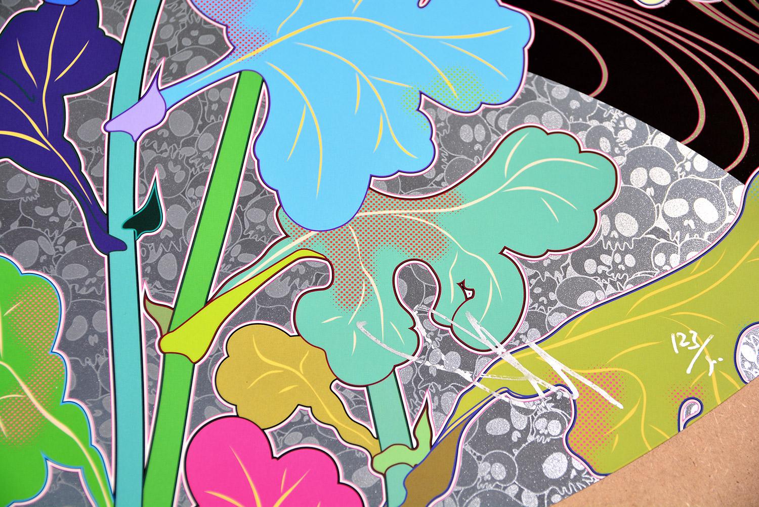 Takashi Murakami - KÕRIN: TRANQUILITY
Date of creation: 2020
Medium: Offset lithograph with cold stamp and high gloss varnish on paper
Edition number: 123/300
Size: 71 cm Ø
Condition: In mint conditions, stored & sent flat and never