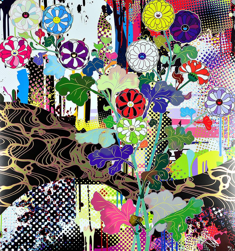 Takashi Murakami Figurative Print – TAKASHI MURAKAMI: KYOTO: KŌRIN Japanische Pop Art Traditionelle Blumen Totenköpfe