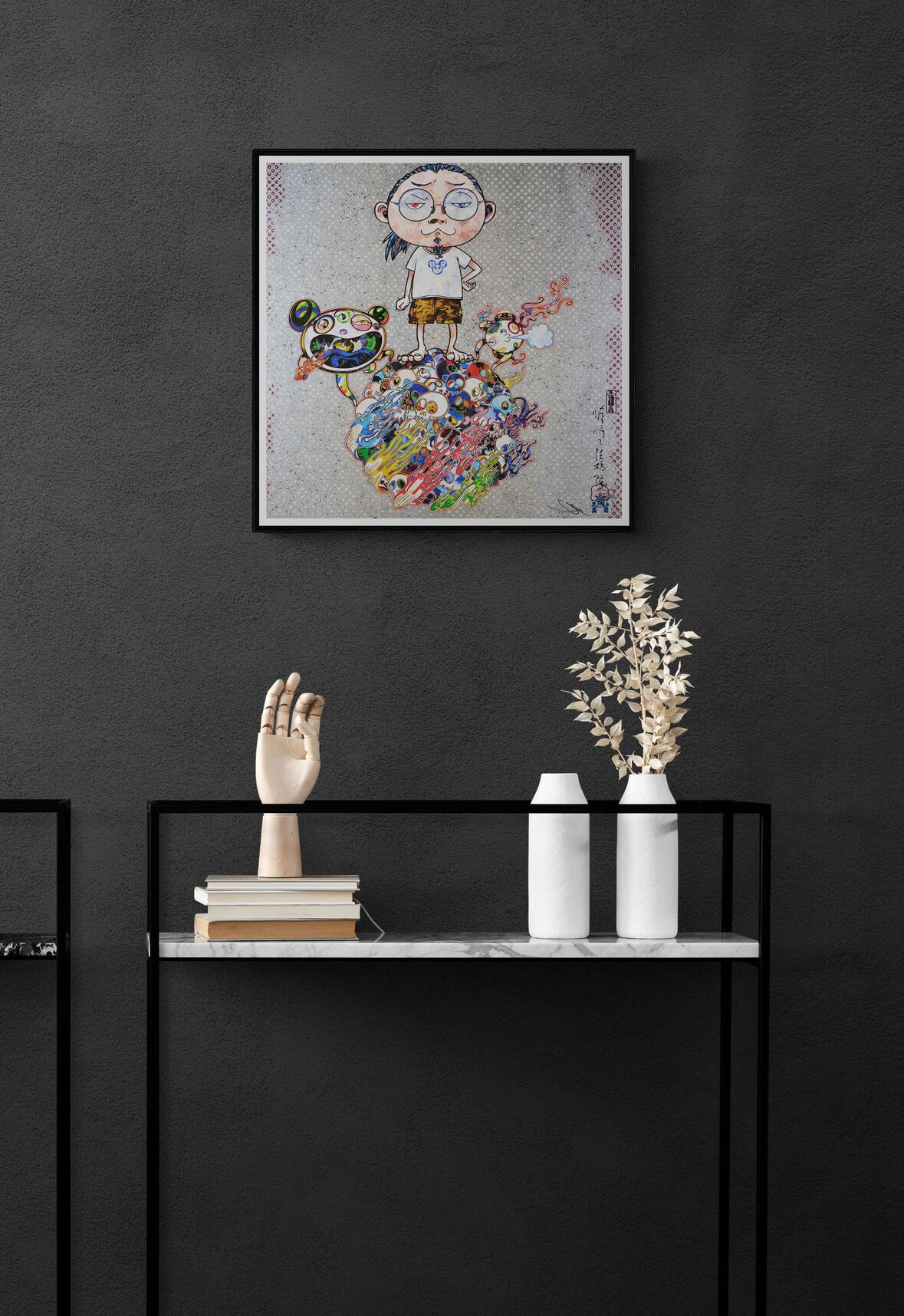 MR. DOB COMES TO PLAY... Limited Superflat Pop Art Self-Portrait Skulls Colors - Gray Figurative Print by Takashi Murakami