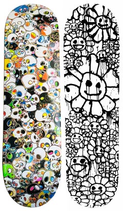 Takashi Murakami Skateboard Decks: set of 2 (Murakami Flowers Murakami skulls)