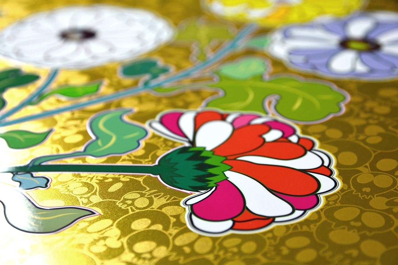 Takashi Murakami - THE GOLDEN AGE : HOKKYO TAKASHI - Boucles de fleurs en or Pop Art en vente 3