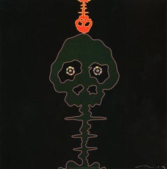 Used Takashi Murakami Time Bokan Black and Moss Green (Murakami prints)