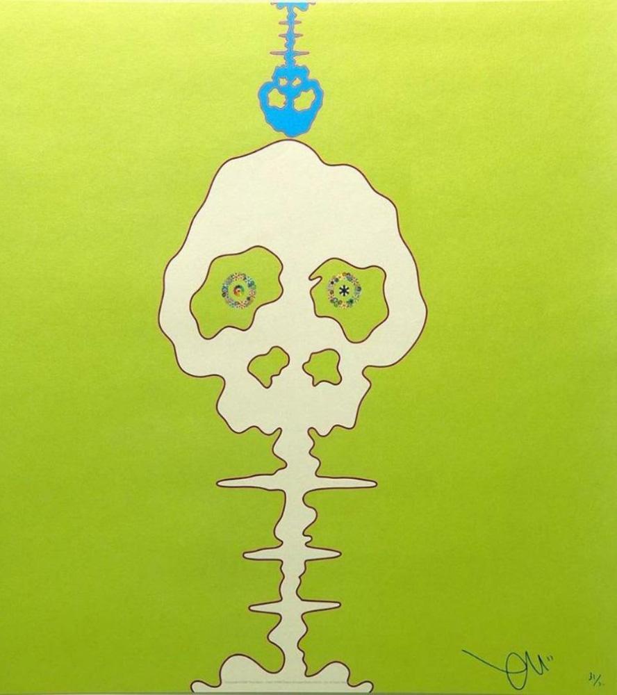 Takashi MURAKAMI Time Bokan Neongreen Signed dated Numbered in Silver ink Framed - Print by Takashi Murakami