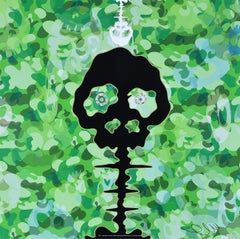 Takashi Murakami -TIME MOSS GREEN Superflat Pop Art Japanese Skull Green Flowers